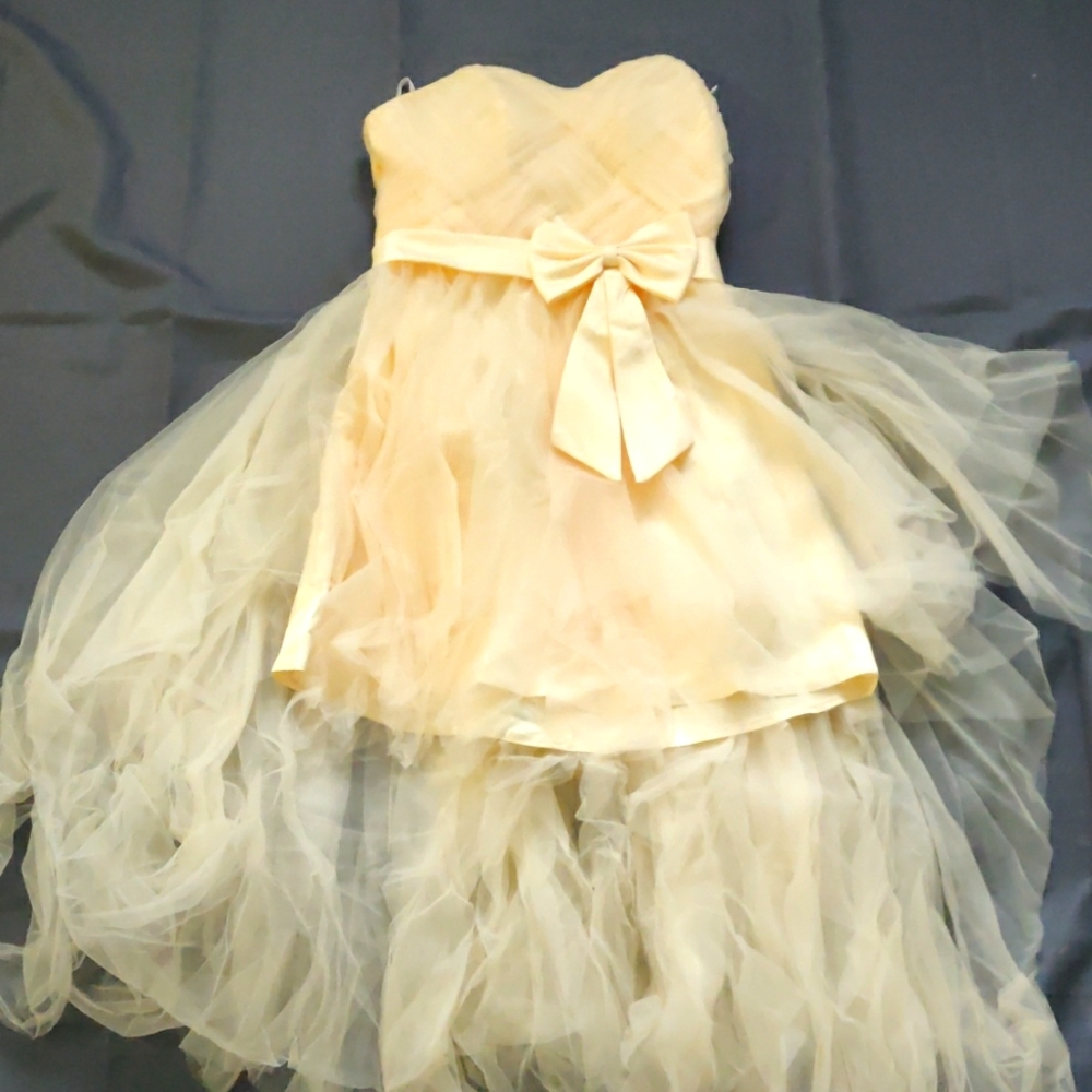 Cute pink ankle-length party evening prom dress with ribbon.